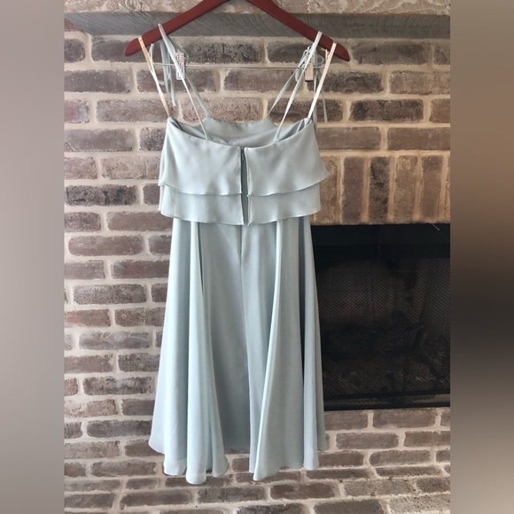 Jenny Yoo Morning Mist Flutter Dress Square Neck 6 Bridesmaid Wedding Knee Lengt - Picture 4 of 12